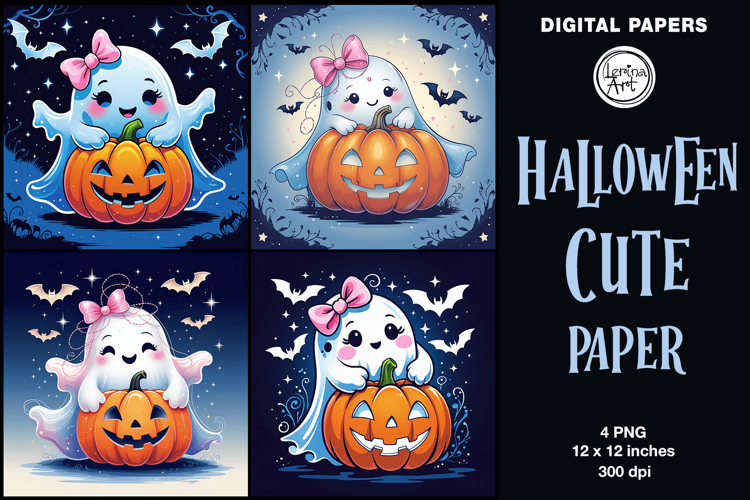 Halloween digital papers. Cute Ghosts