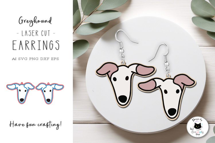 Greyhound Dog SVG | Dog Laser Cut Earrings