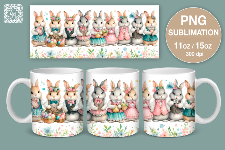 Cute Bunny. Easter mug Sublimation | 11 & 15 oz mug wrap