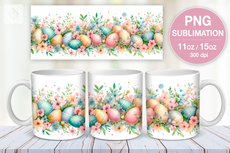 Cute Bunny. Easter mug Sublimation | 11 & 15 oz mug wrap