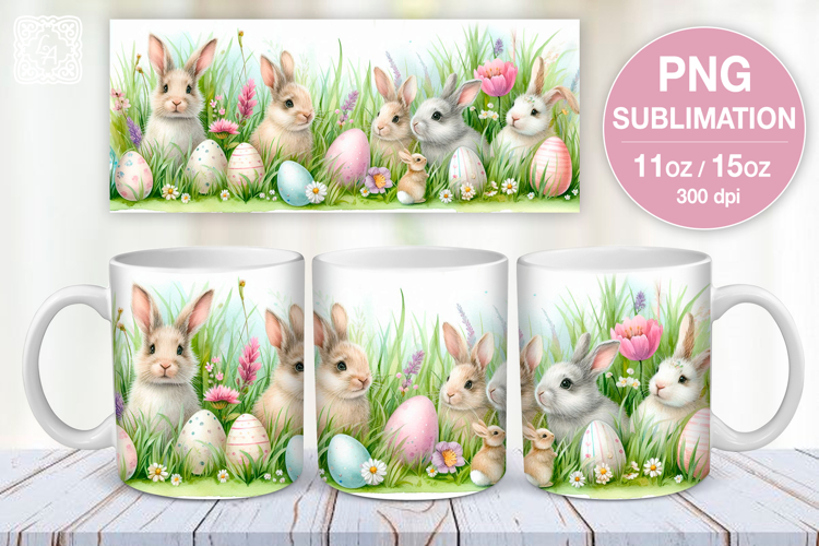 Cute Bunny. Easter mug Sublimation | 11 & 15 oz mug wrap