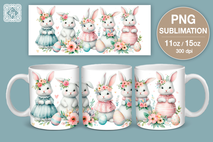 Cute Bunny. Easter mug Sublimation | 11 & 15 oz mug wrap