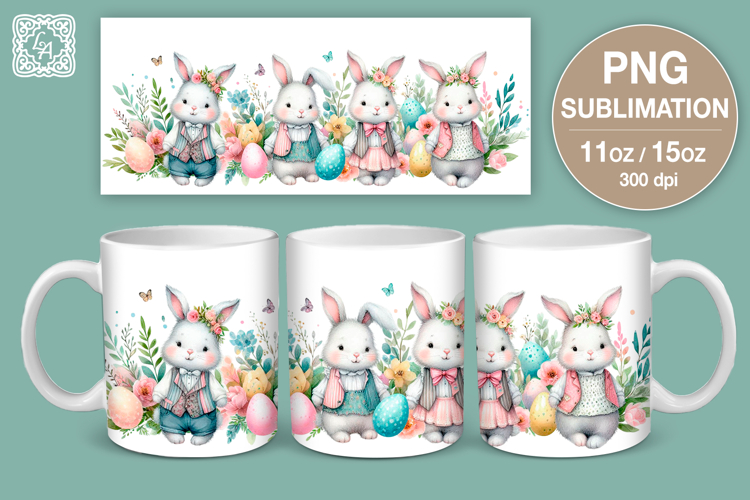 Cute Bunny. Easter mug Sublimation | 11 & 15 oz mug wrap