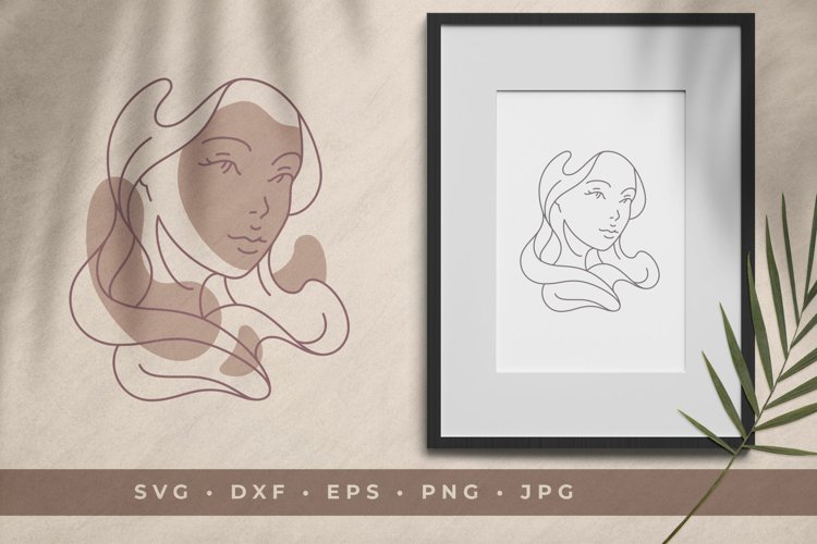 Woman Face Abstract Line Art example image 1