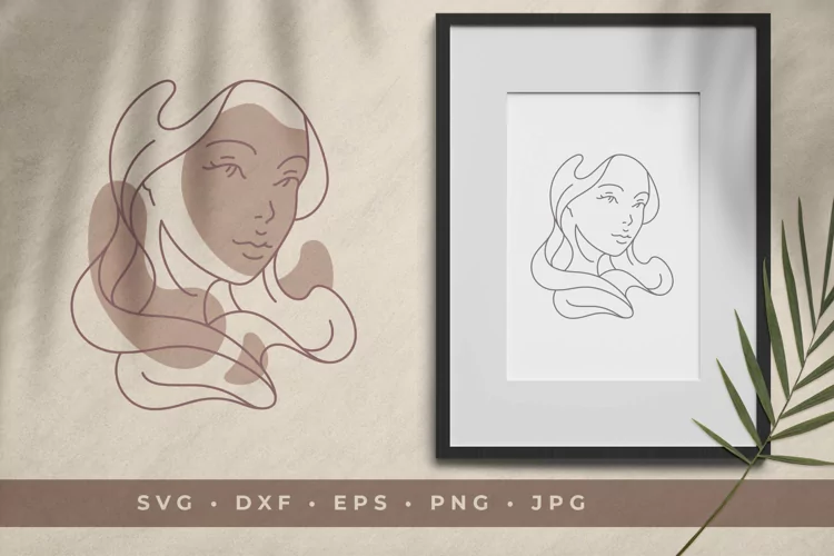 Woman Face Abstract Line Art