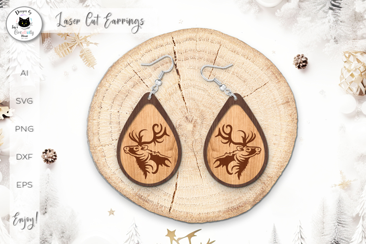 Layered Reindeer Teardrop Earrings SVG | Christmas Earrings