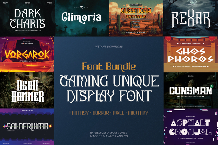 Gaming Unique Display Font Bundle