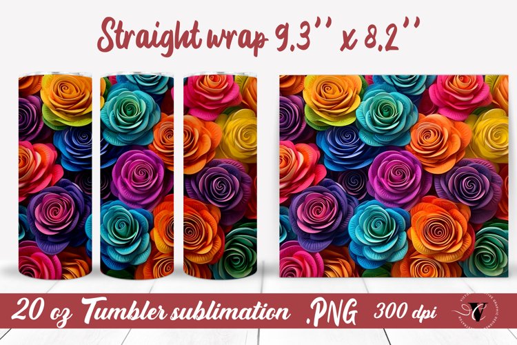 3D colorful Flowers sublimation | 3D rose Tumbler example image 1