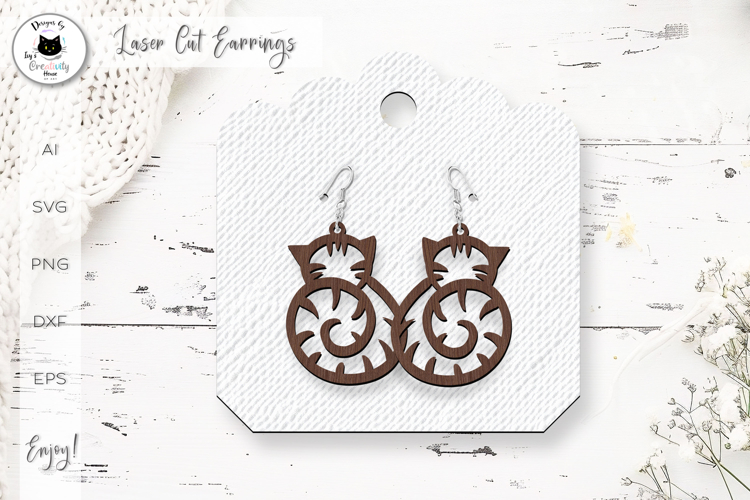 Minimalist Cat Earrings Laser Cut SVG | Pet Laser Earrings