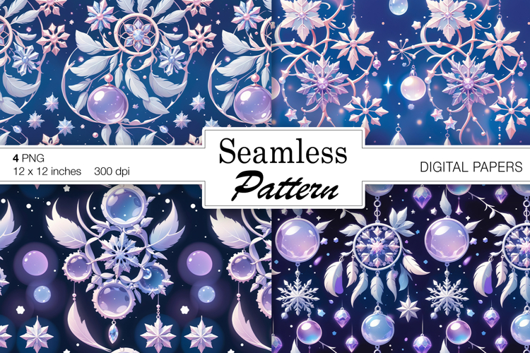 Christmas Snowflakes/ Winter Art digital papers. Seamless