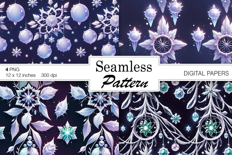 Christmas Snowflakes/ Winter Art digital papers. Seamless
