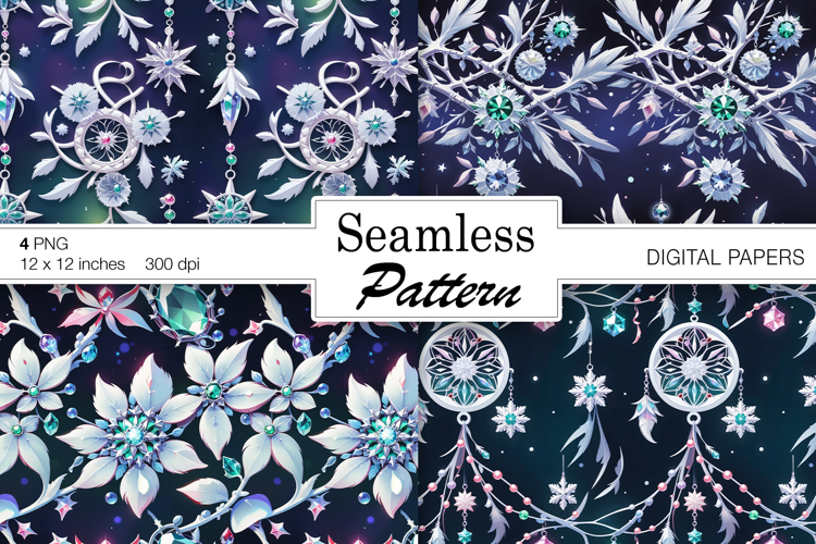 Christmas Snowflakes/ Winter Art digital papers. Seamless