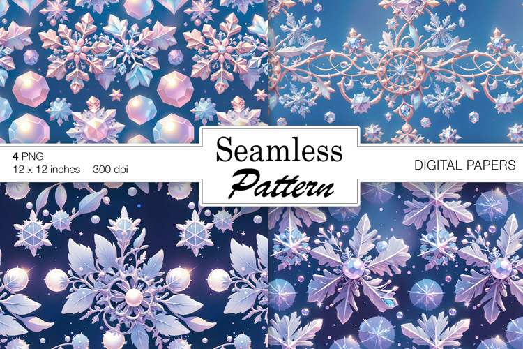 Christmas Snowflakes/ Winter Art digital papers. Seamless