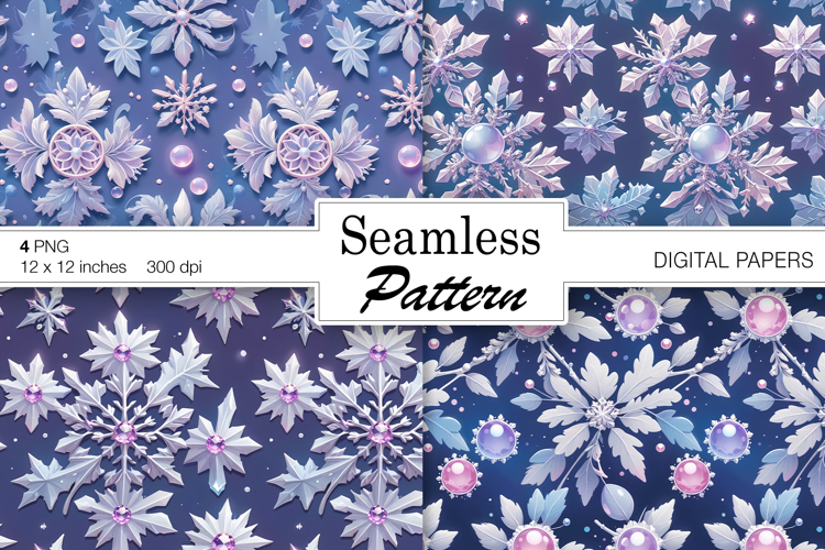 Christmas Snowflakes/ Winter Art digital papers. Seamless