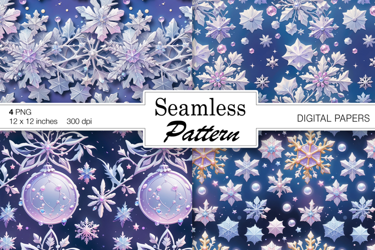 Christmas Snowflakes/ Winter Art digital papers. Seamless