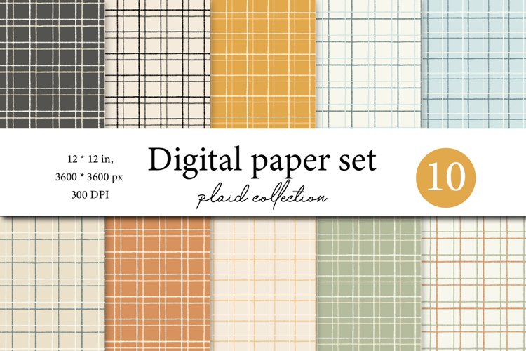 Earth Tone Plaid Digital Paper Pack - Digital Tartan Plaid example image 1