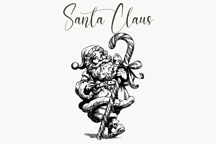 Vintage Santa Claus Line Art | Christmas SVG PNG Clipart