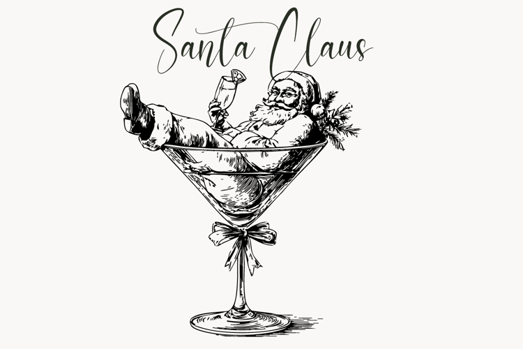 Vintage Santa Claus Line Art | Christmas SVG PNG Clipart