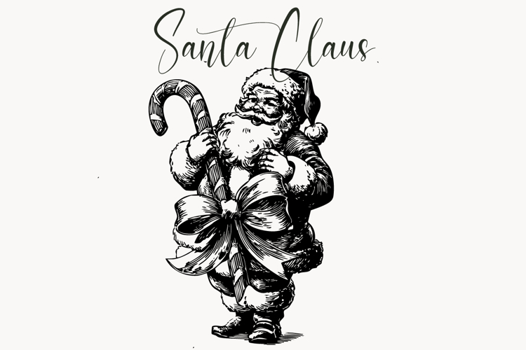 Vintage Santa Claus Line Art | Christmas SVG PNG Clipart