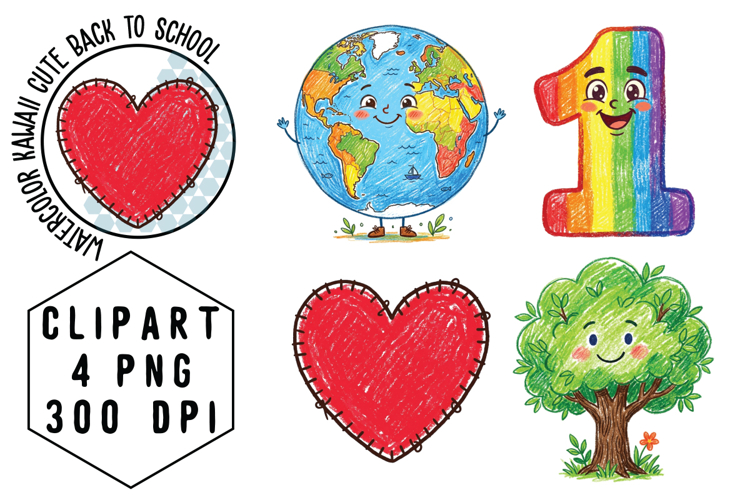 Watercolor Cute Back to School Png Clipart