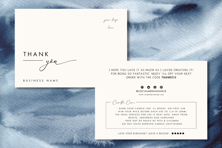 Luxury Candle Care Card Template