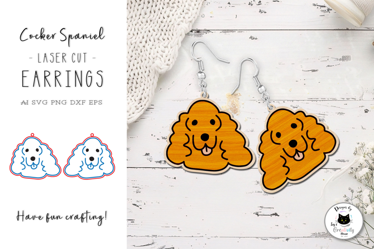 Cocker Spaniel SVG | Dog Laser Cut Earrings