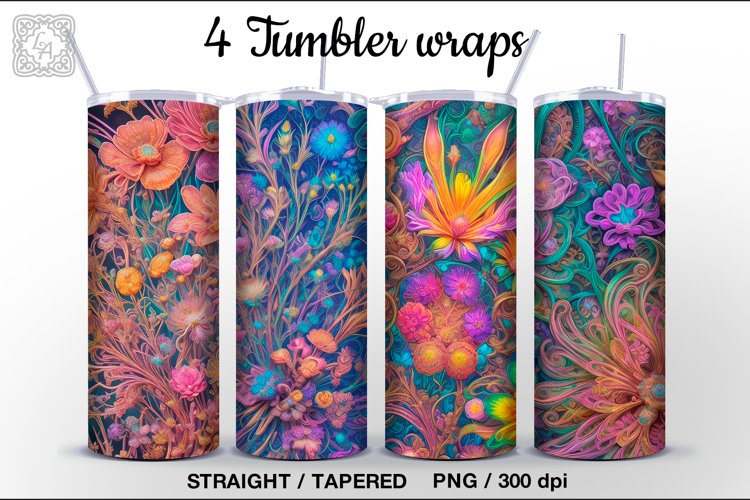 3d Flowers Tumbler Sublimation, 20 oz Tumbler Wrap
