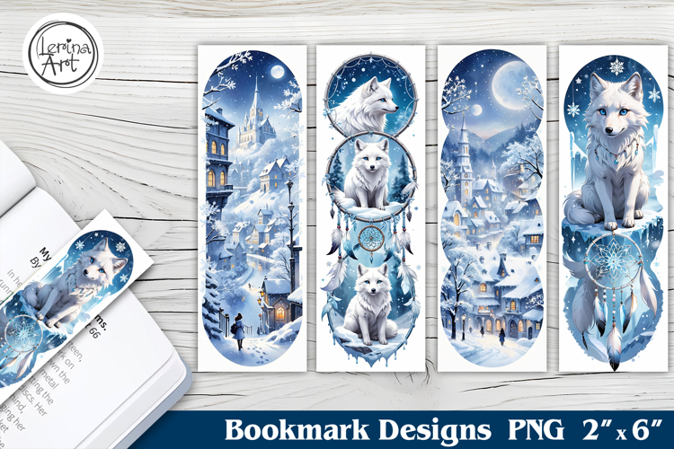 Christmas Wolf Printable Bookmark 4 PNG