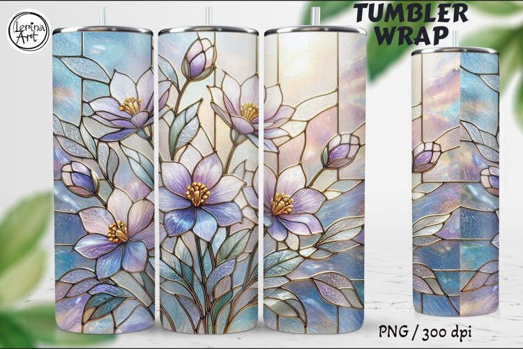 Violet Stained Glass Garden, 20 oz Tumbler wrap