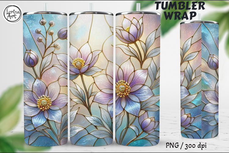 Violet Stained Glass Garden, 20 oz Tumbler wrap