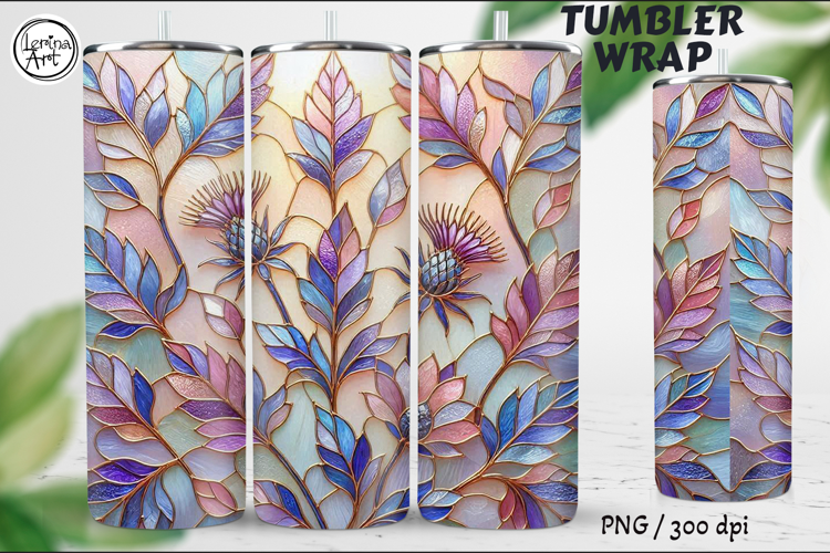 Wild Thistle Stained Glass 20 oz Skinny Tumbler Wrap