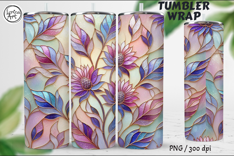 Wild Thistle Stained Glass 20 oz Skinny Tumbler Wrap