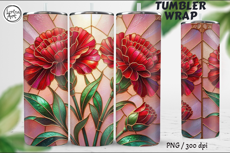 Carnation, Stained Glass Garden, 20 oz Tumbler wrap