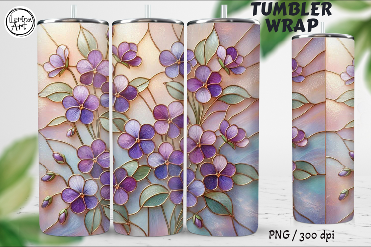 Violet Stained Glass Garden, 20 oz Tumbler wrap