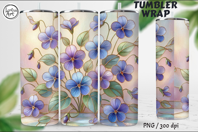 Violet Stained Glass Garden, 20 oz Tumbler wrap