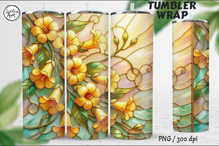 Golden Bells Stained Glass Garden, 20 oz Tumbler wrap