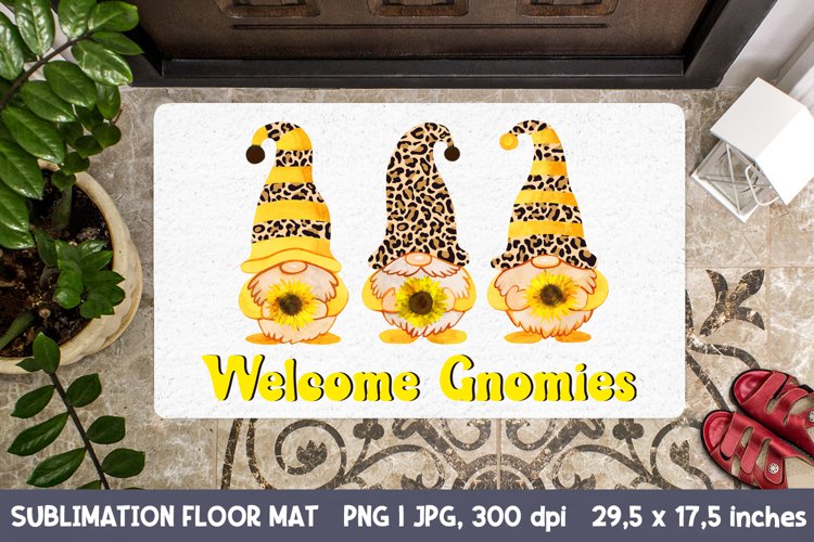 Welcome Gnomies. Floor Mat Sublimation. example image 1