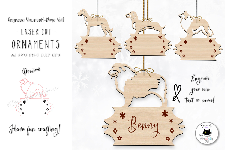 Personalized Christmas Dog Ornaments Laser Cut Vol.1