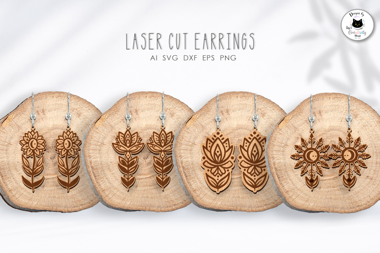 Boho Floral Stud Earrings | Tribal Laser Cut Earrings