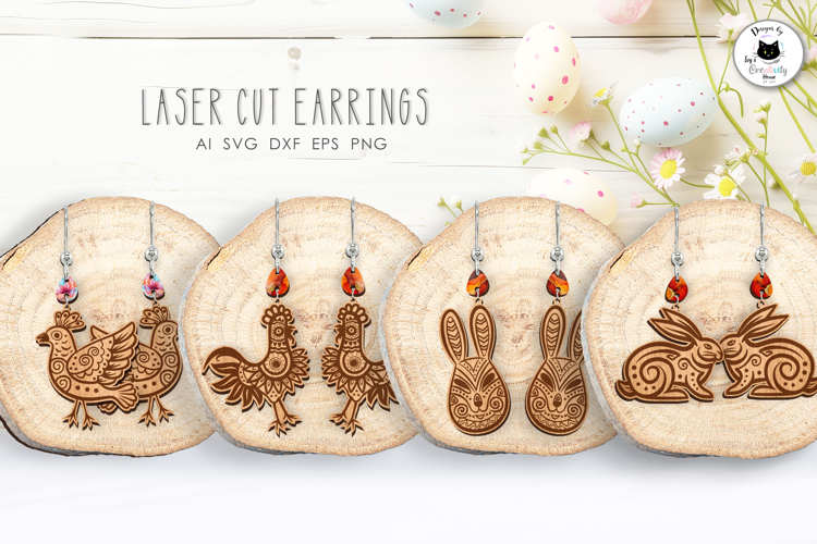 Boho Easter Earrings Laser Cut | Spring Jewelry SVG