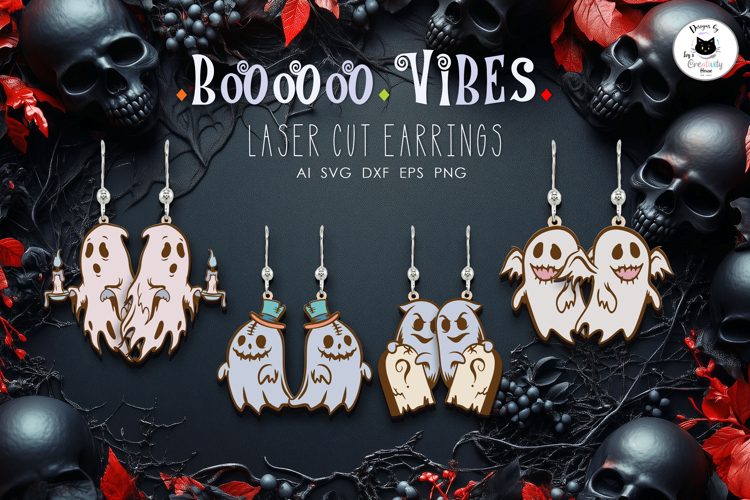 Spooky Season Halloween Earrings | Ghost Earrings SVG