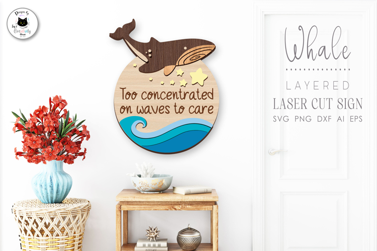 Layered Whale Sign Laser Cut | Summer House Laser Sign