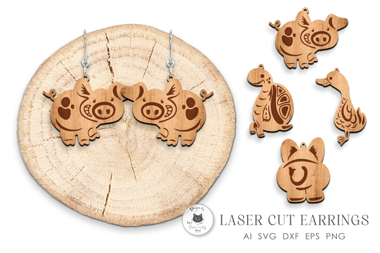 Animal Earrings Laser Cut Vol.1 | Glowforge Earrings SVG