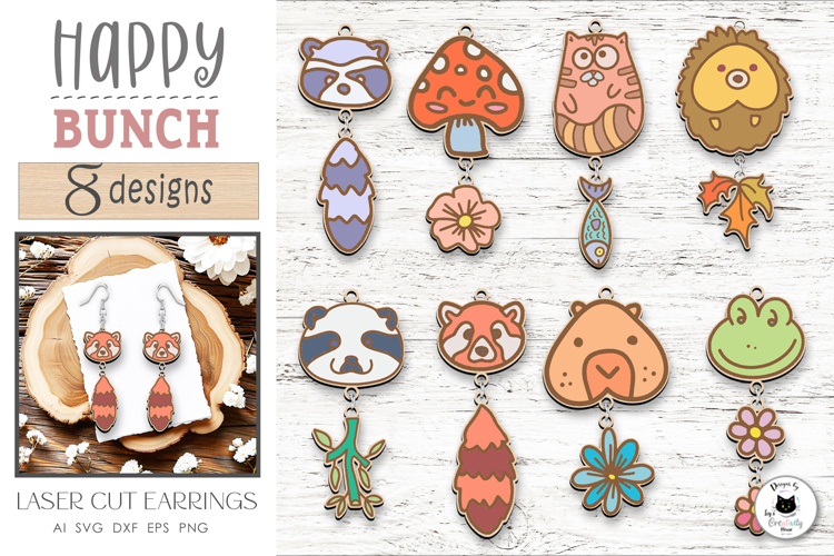 Kawaii Animal Earrings Laser Cut | Cute Earrings Bundle