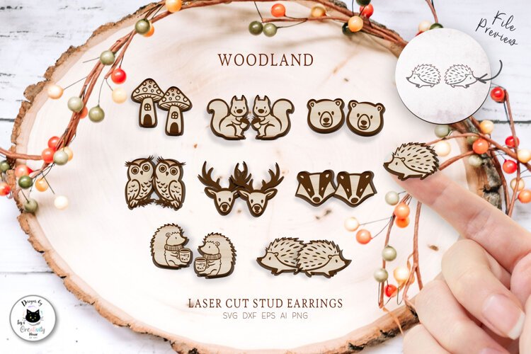Woodland Animals Laser Cut Stud Earrings example image 1