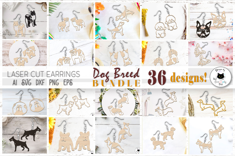 Dog Earrings Laser Cut Big Bundle | Laser Cut Earring Bundle