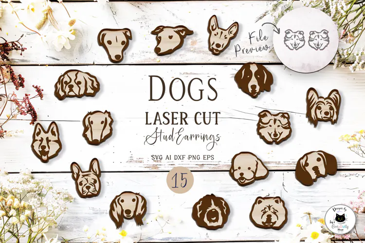 Dog Stud Earrings Collection | Pet Laser Cut Crafts