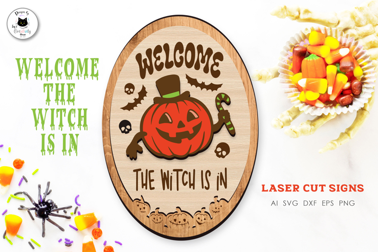 Creepy Pumpkin Laser Cut Decor | Layered Halloween Sign SVG