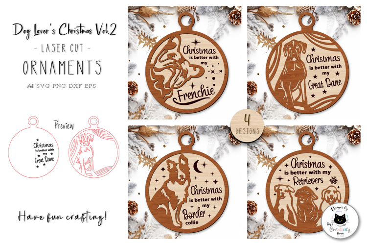 Layered Christmas Dog Laser Cut Ornaments Vol.2