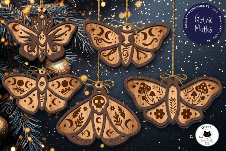 Gothic Christmas Ornaments Laser Cut SVG example image 1